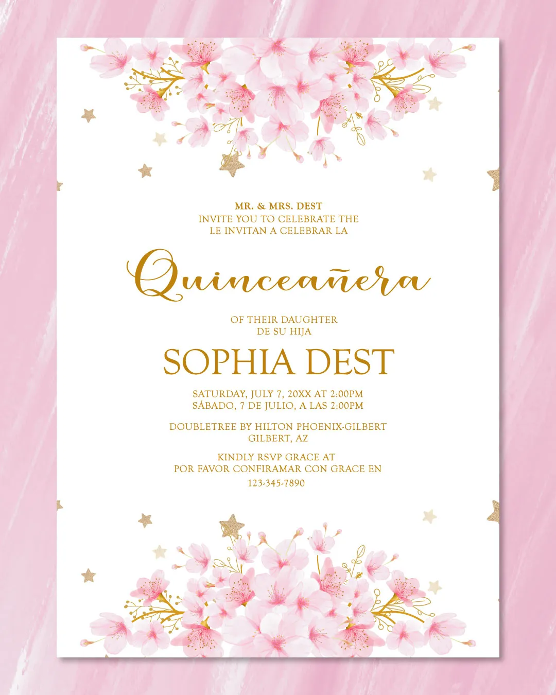 Starlit Petals Quinceanera Invitation 1