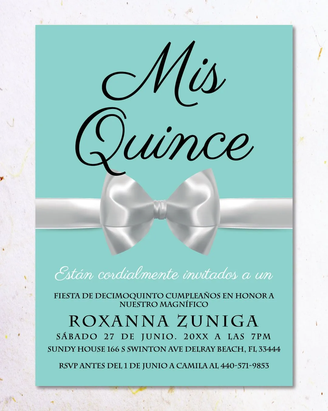 Silver Ribbon Quinceanera Invitation 1