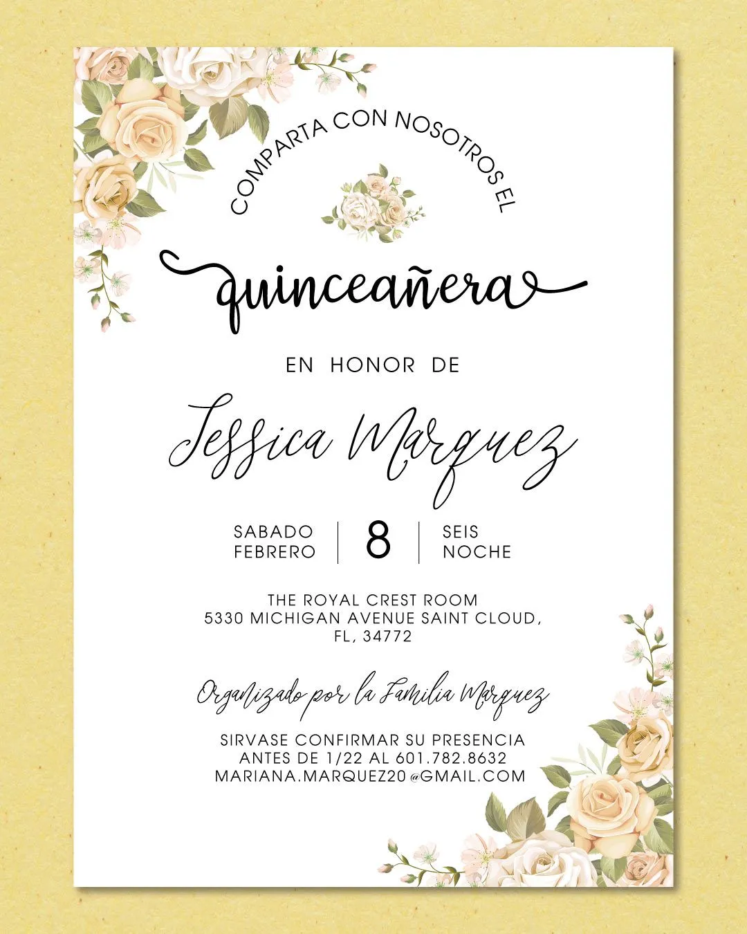 Floral Harmony Quinceanera Invitation 1