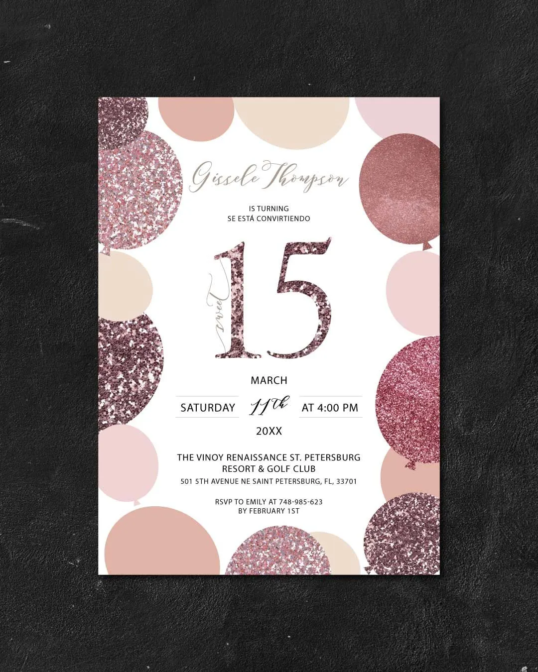 Sparkling Elegance Quinceanera Invitation 1
