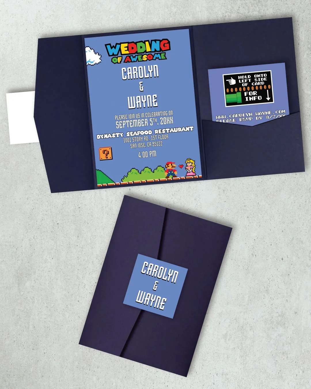 Video Game Wedding  A7 Himalaya Pocket Unique Style Wedding Invitations 1