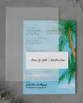 Watercolor Beach Design Vellum Wrapped Vietnamese & English Wedding Invitation 1