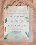 Boho with Feathers Vellum Wrapped Vietnamese & English Wedding Invitation 1
