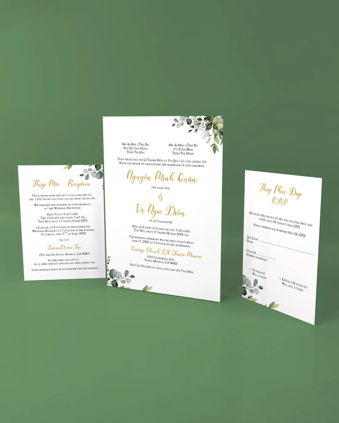 Natural and Gentle Elegance Simple Flat 5x7 Wedding Invitation 1