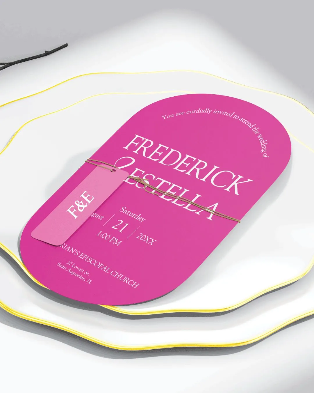 Elegant Fuchsia Unique Style Wedding Invitations 1