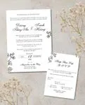 Floral Ink Elegance Simple Flat 5x7 Wedding Invitation 1