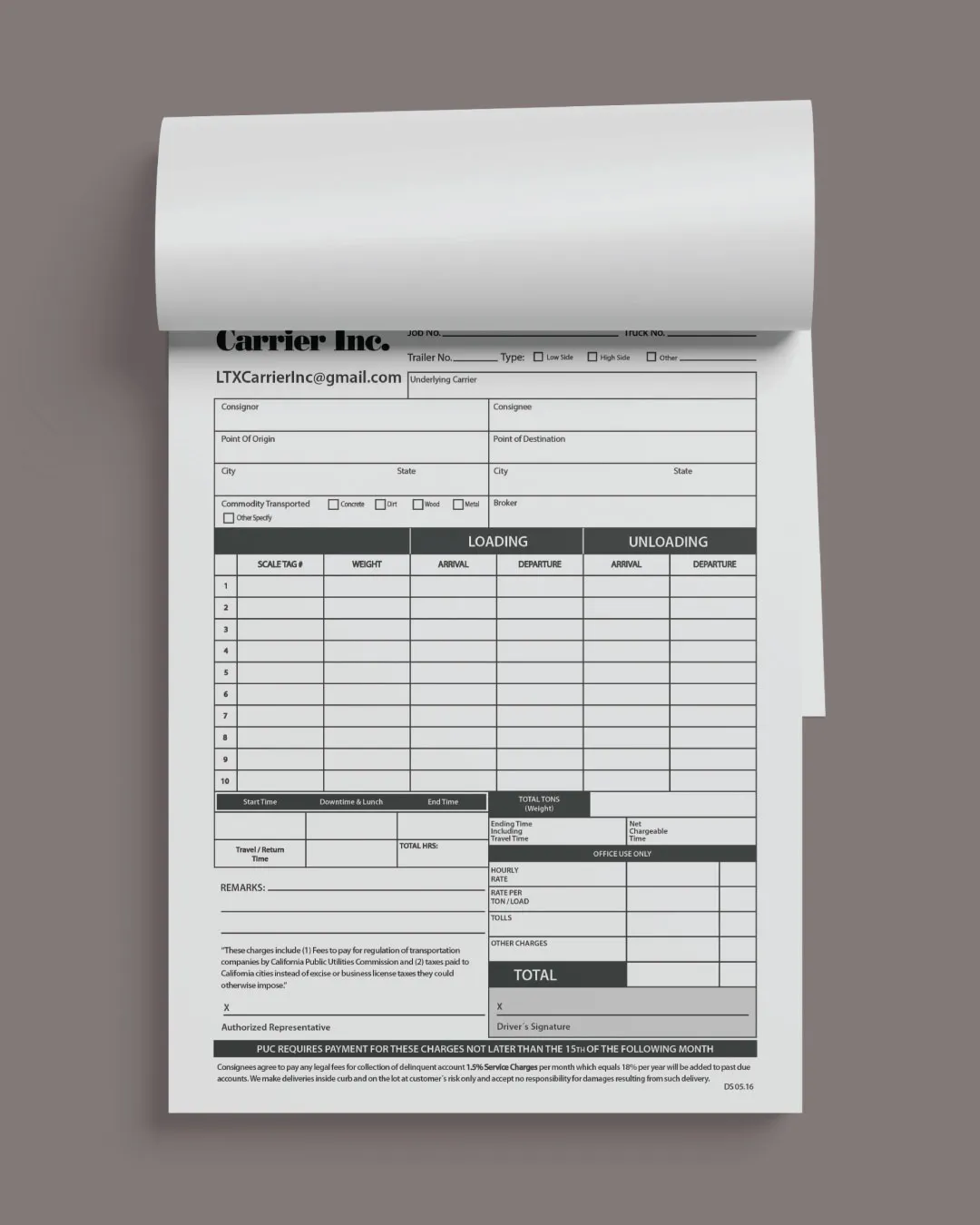 Freight Move Pros Carbonless Forms (Invoice) 1
