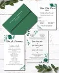 Leaves And Curved Lines Acrylic Wedding Invitation