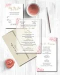 Cherry Blossoms In The Corners Acrylic Wedding Invitation