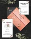 Small Pink Flowers Acrylic Wedding Invitation