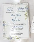 Blue Rose Garden Simple Flat 5x7 Wedding Invitation 2