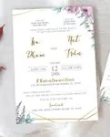 Floral Harmony Simple Flat 5x7 Wedding Invitation 3