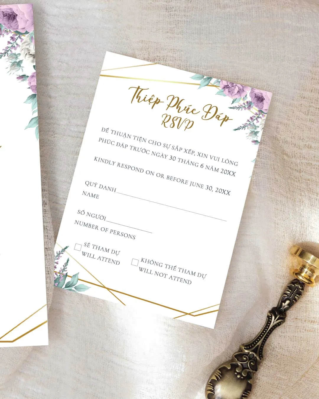 Floral Harmony Simple Flat 5x7 Wedding Invitation 4