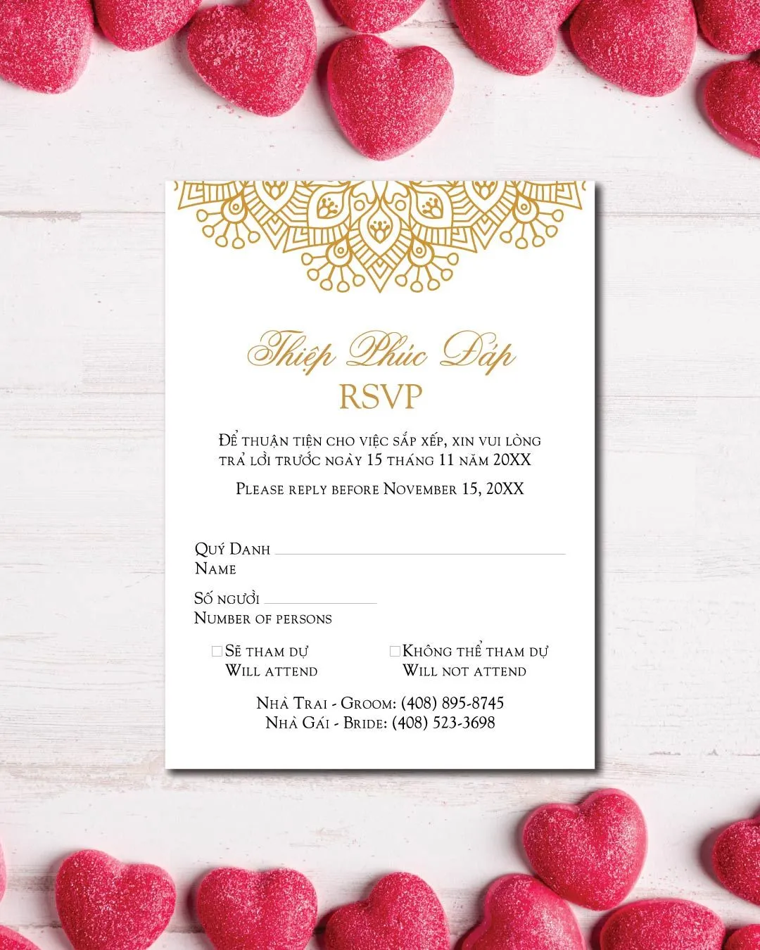 Golden Border With Mandala Acrylic Wedding Invitation
