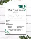 Leaves And Curved Lines Acrylic Wedding Invitation