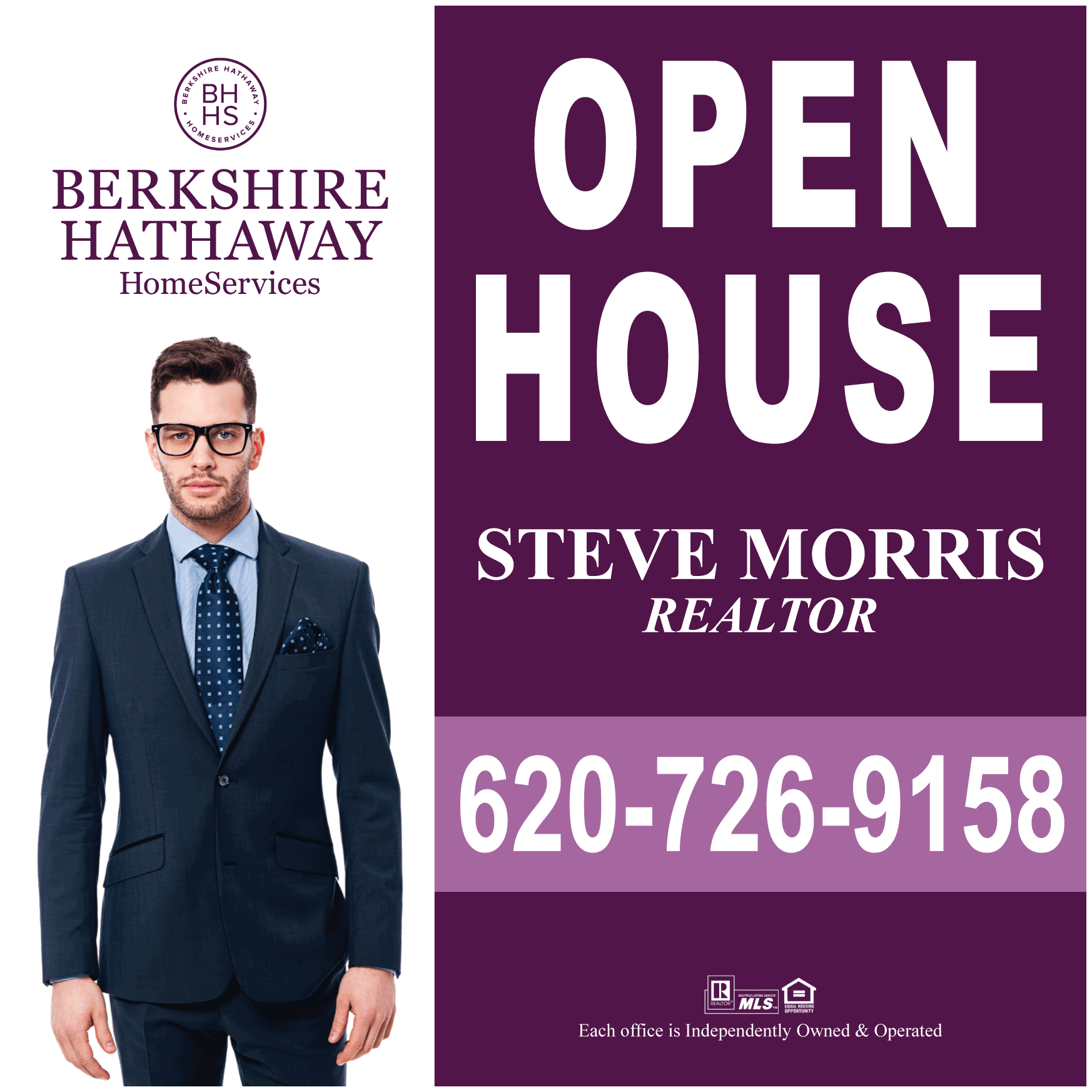Berkshire Minimalist Purple A-Frame Sign 24x24