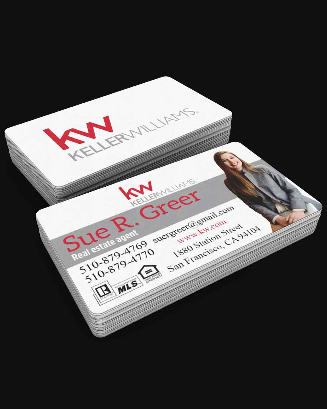 Keller Williams Realty Simple White Design Standard Business Cards AP Printing - Keller Williams Realty Simple White Design Standard Business Cards - Custom Printing Services