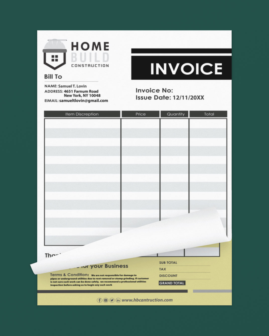 Dynamic Monochromatic Design Carbonless Forms (Invoice)