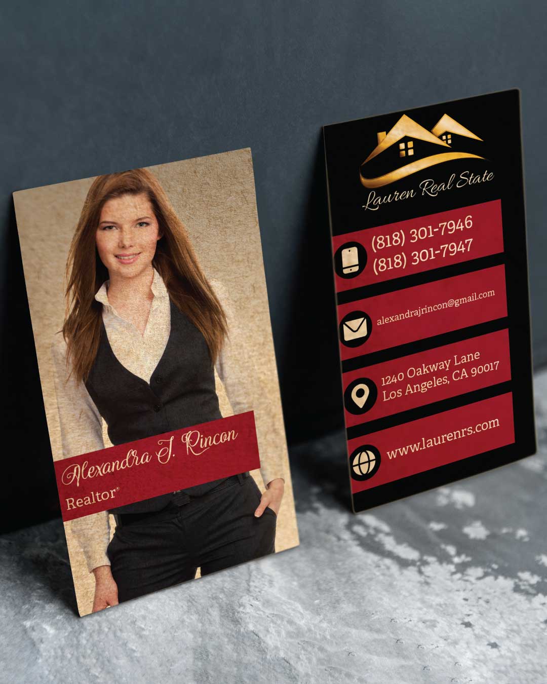 Black Design with Girl Standard Business Cards
