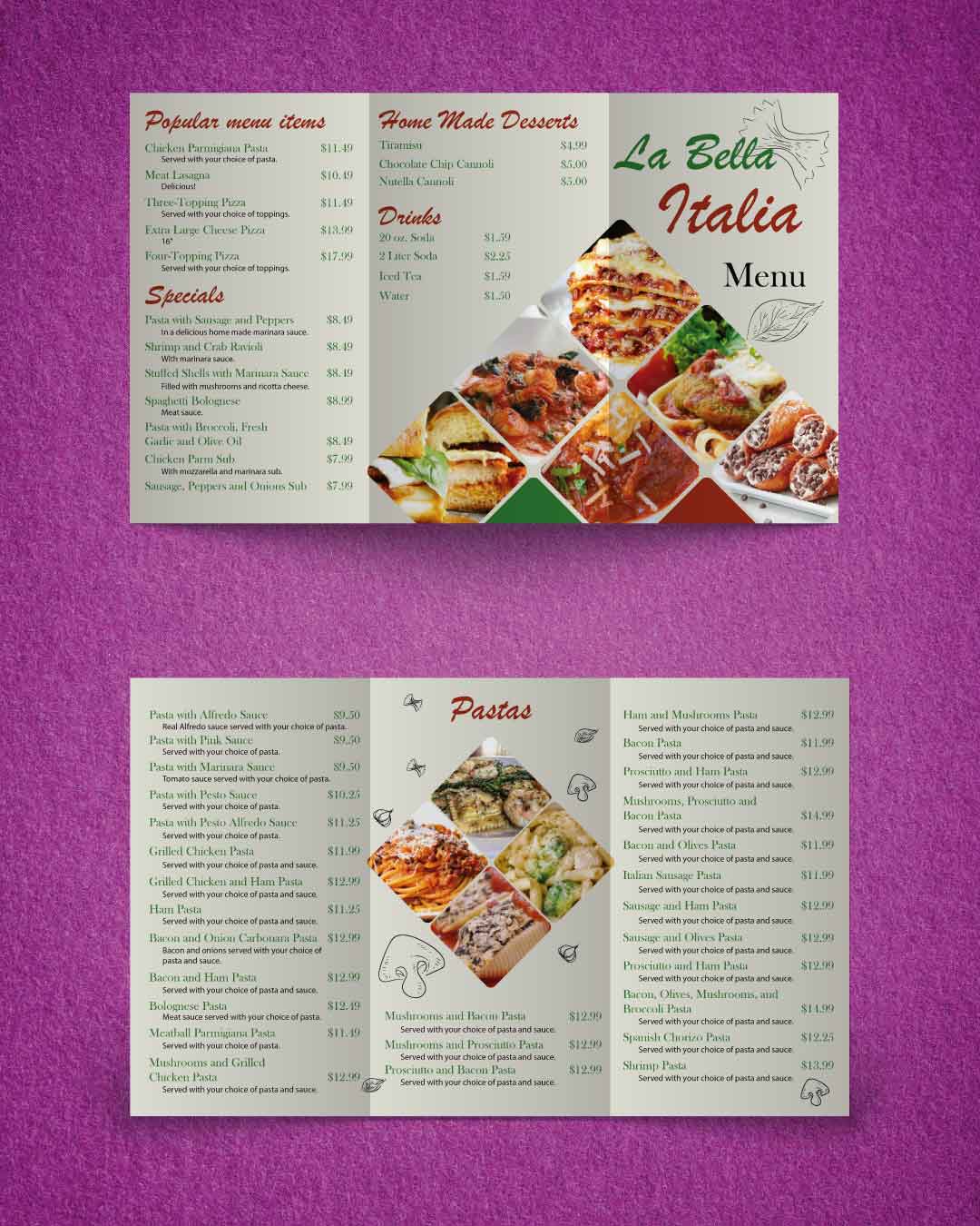 Italian White To-Go Menus