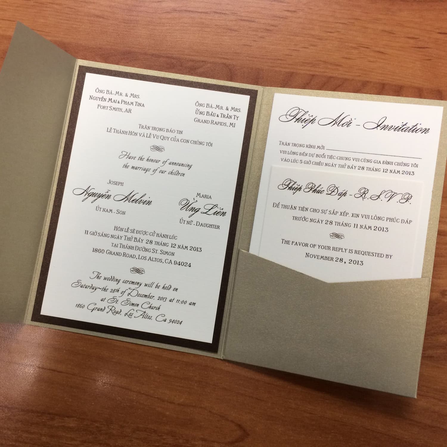 Vietnamese/English Wedding Invitations