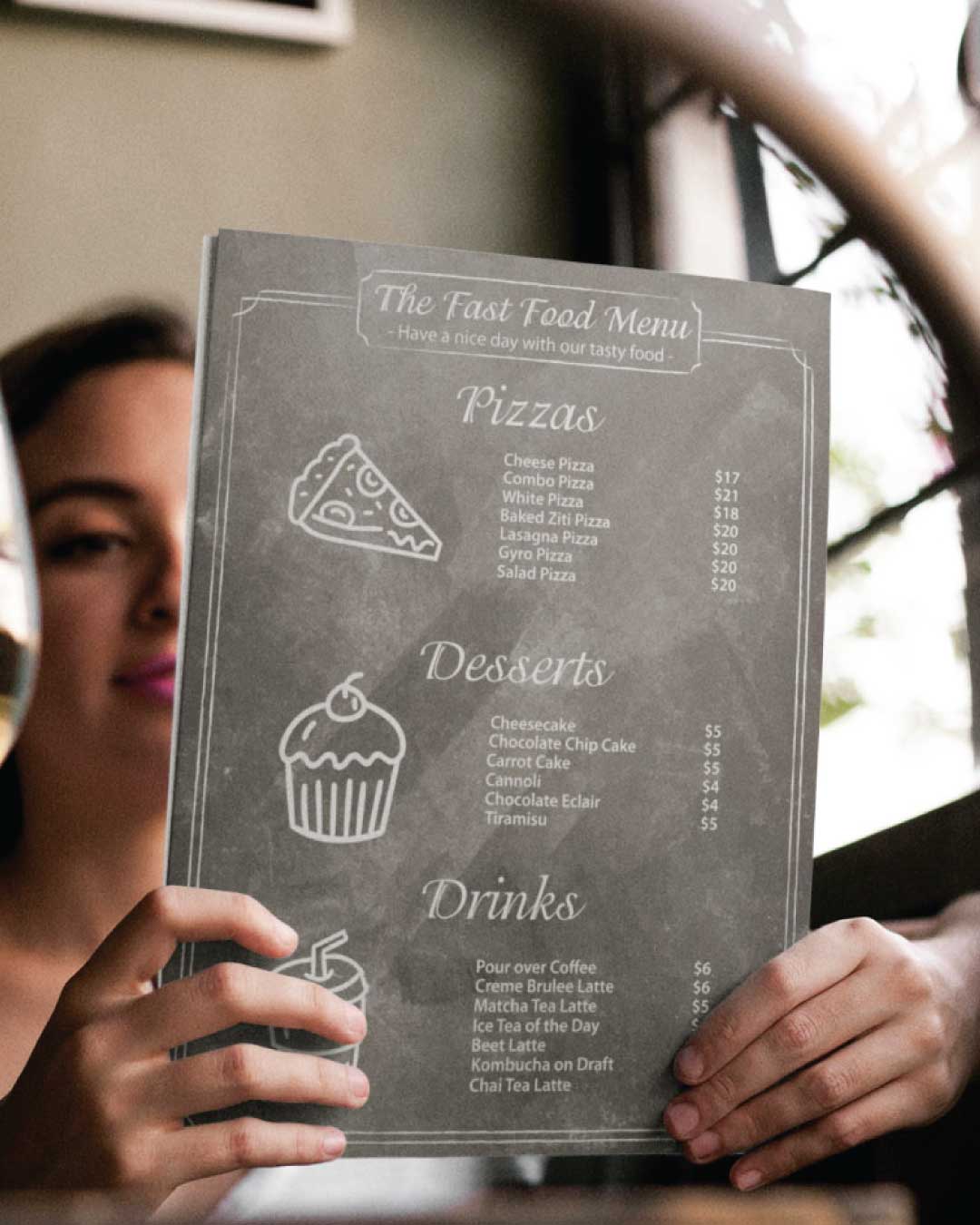 Whiteboard Dine-in Menu
