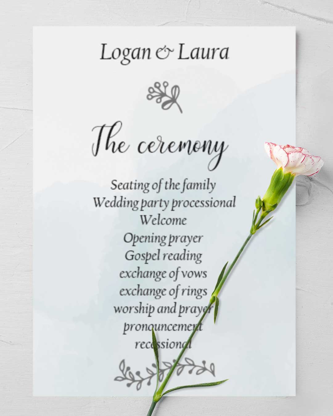 White Flawless Wedding Program Cards