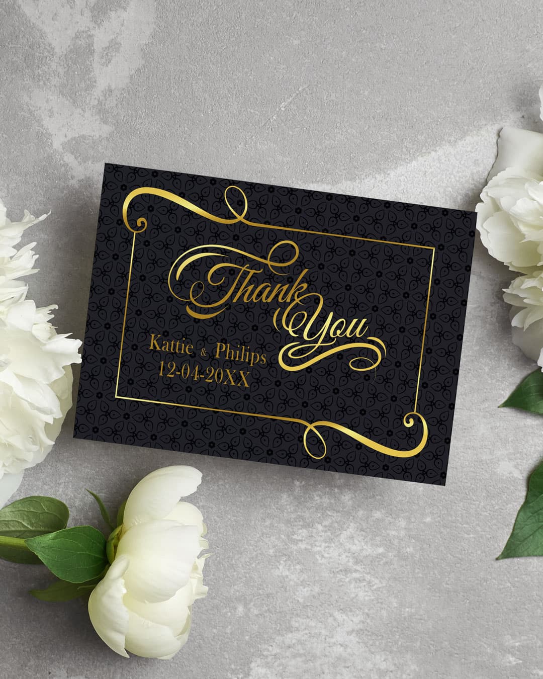 Golden Glyphs Frame Thank You Card Wedding