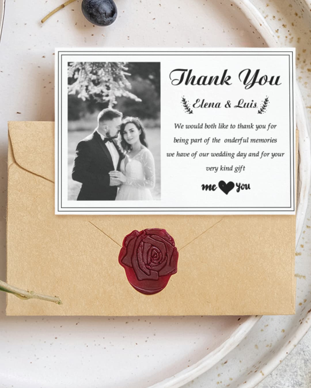 Black and White Photo Thank You Cards Wedding