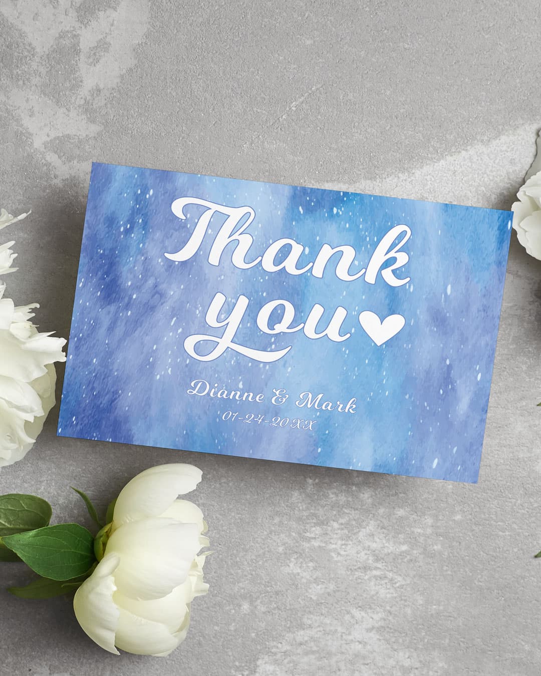 Blue Cloud Background Thank You Cards Wedding