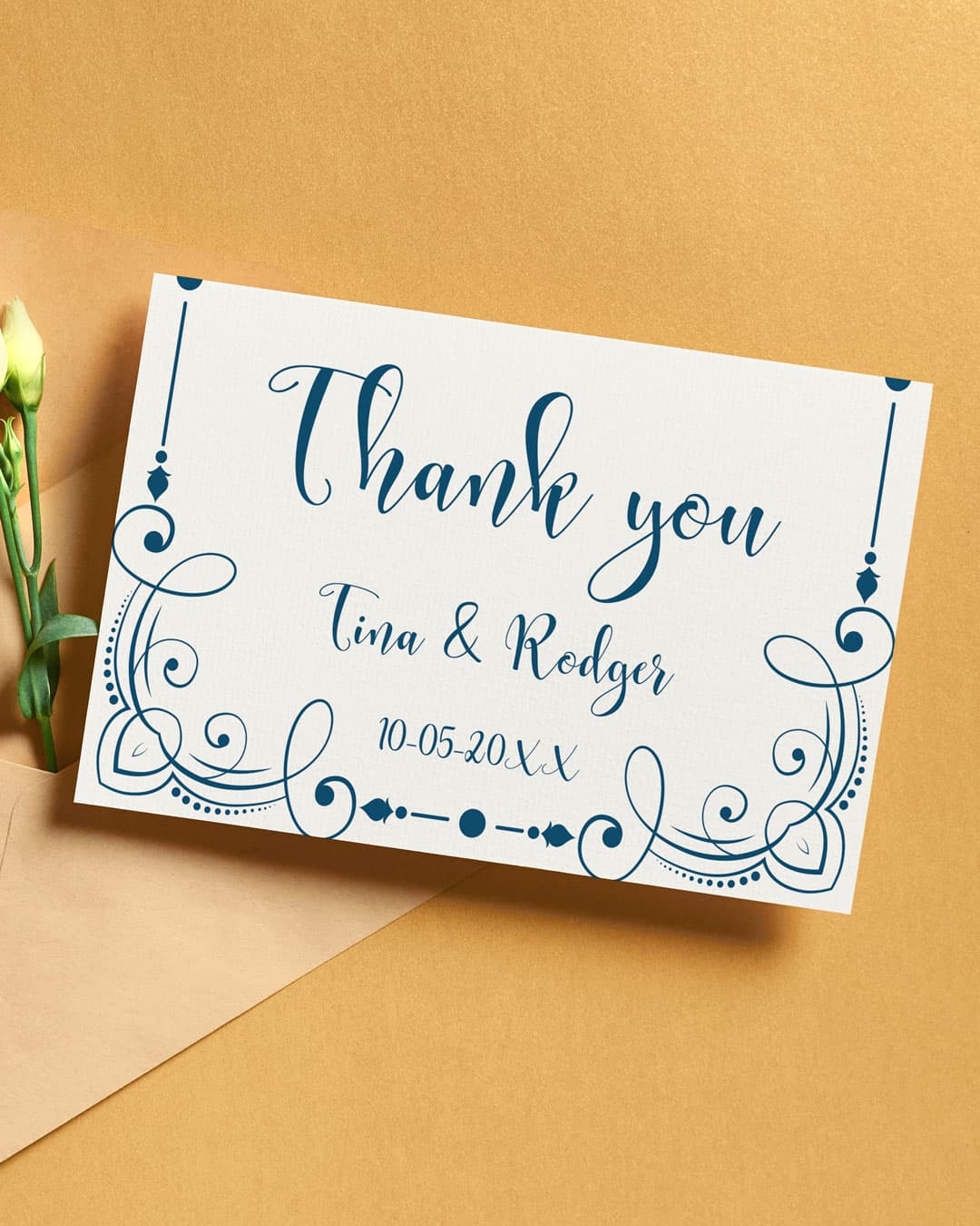 Blue Design Dividers Thank You Cards Wedding