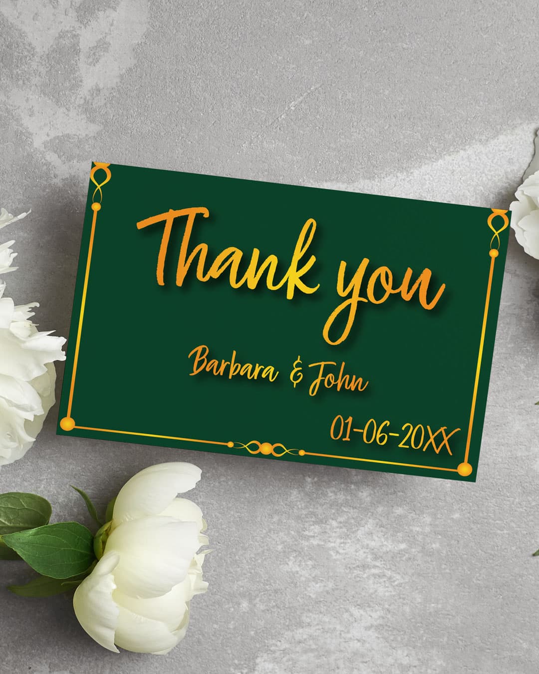 Golden Green Thank You Cards Wedding
