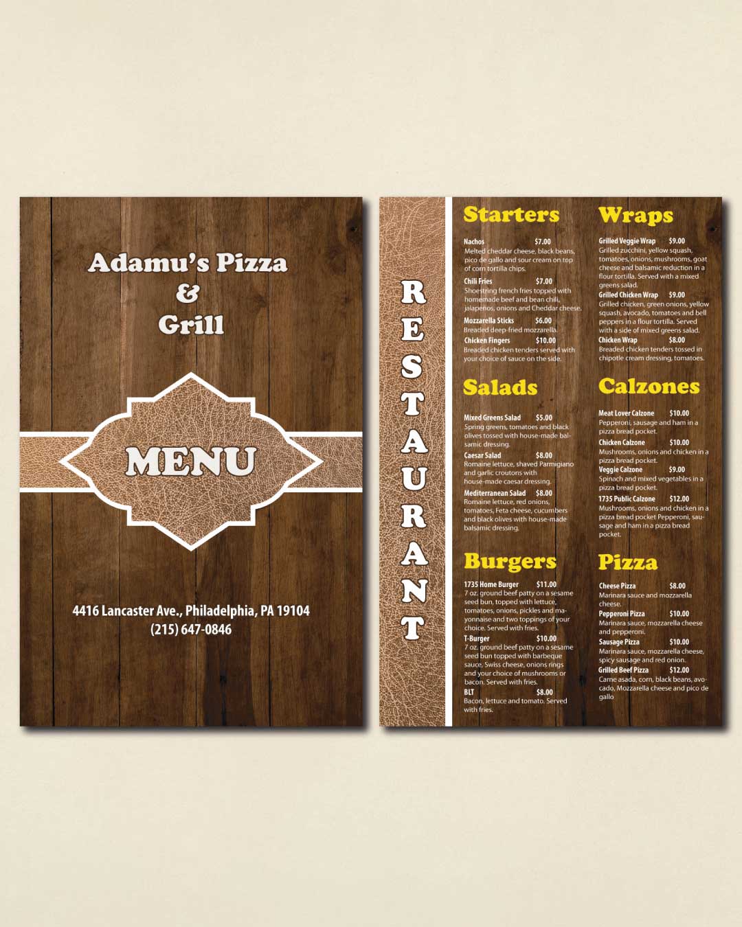 Wooden Dine-in Menu