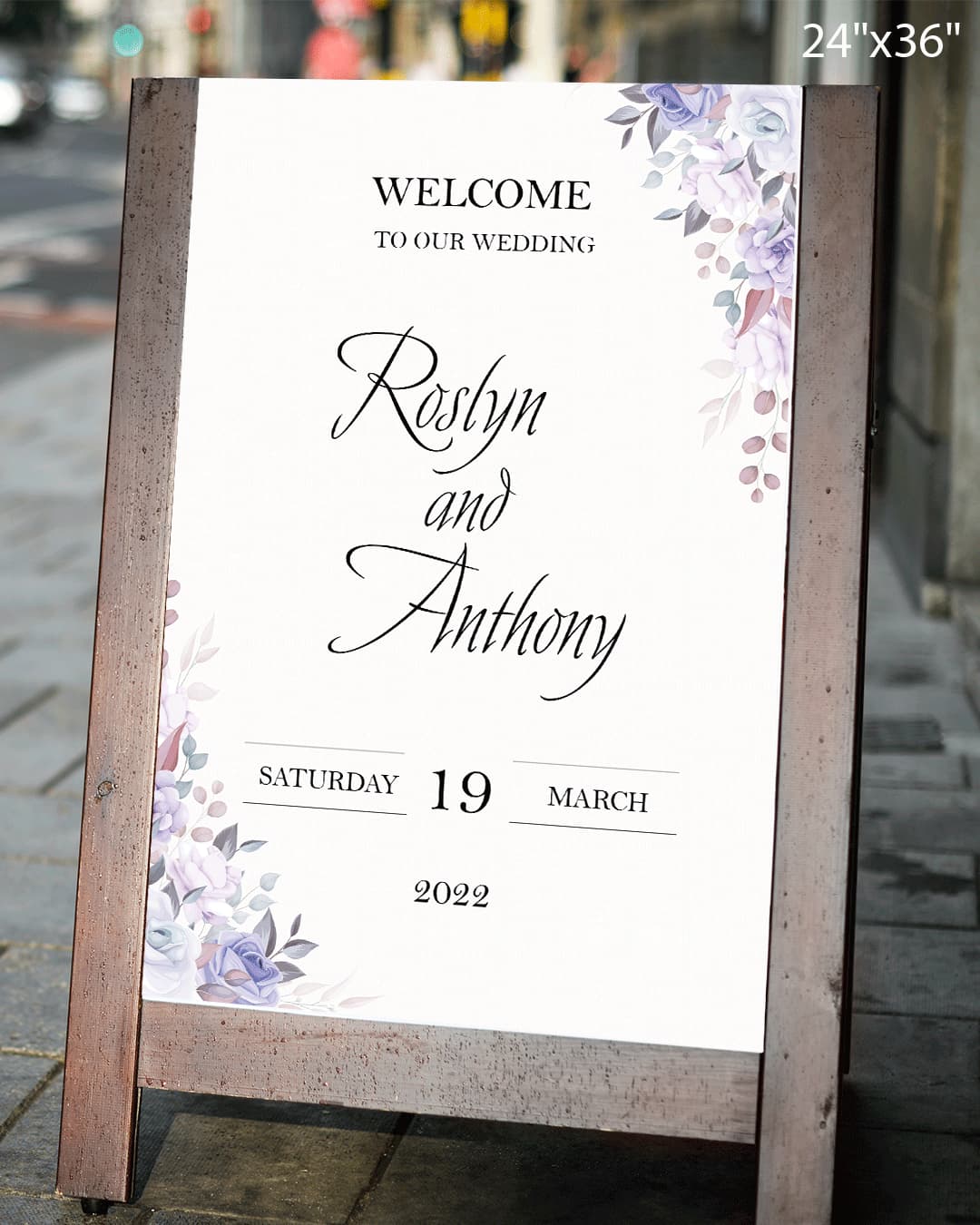 Classic Purple Flowers Welcome Sign