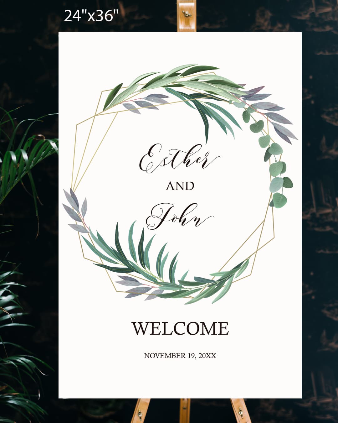 Natural Leaf Frame Welcome Sign