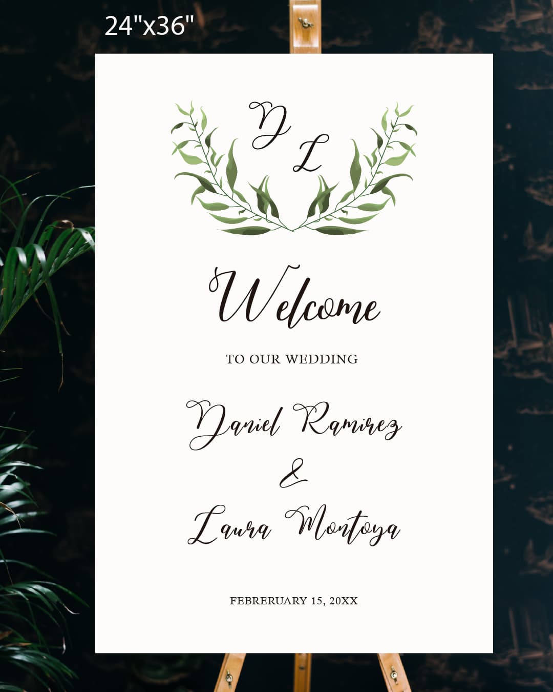 Simple Leaf Decoration Welcome Sign