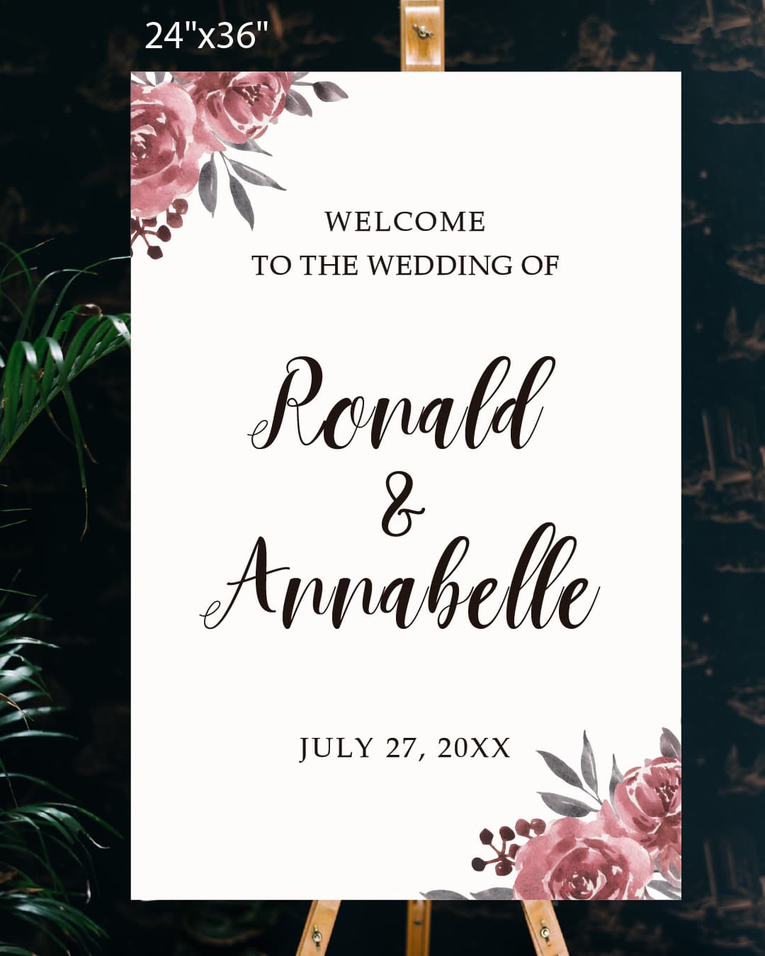 Romantic Flowers Border Welcome Sign