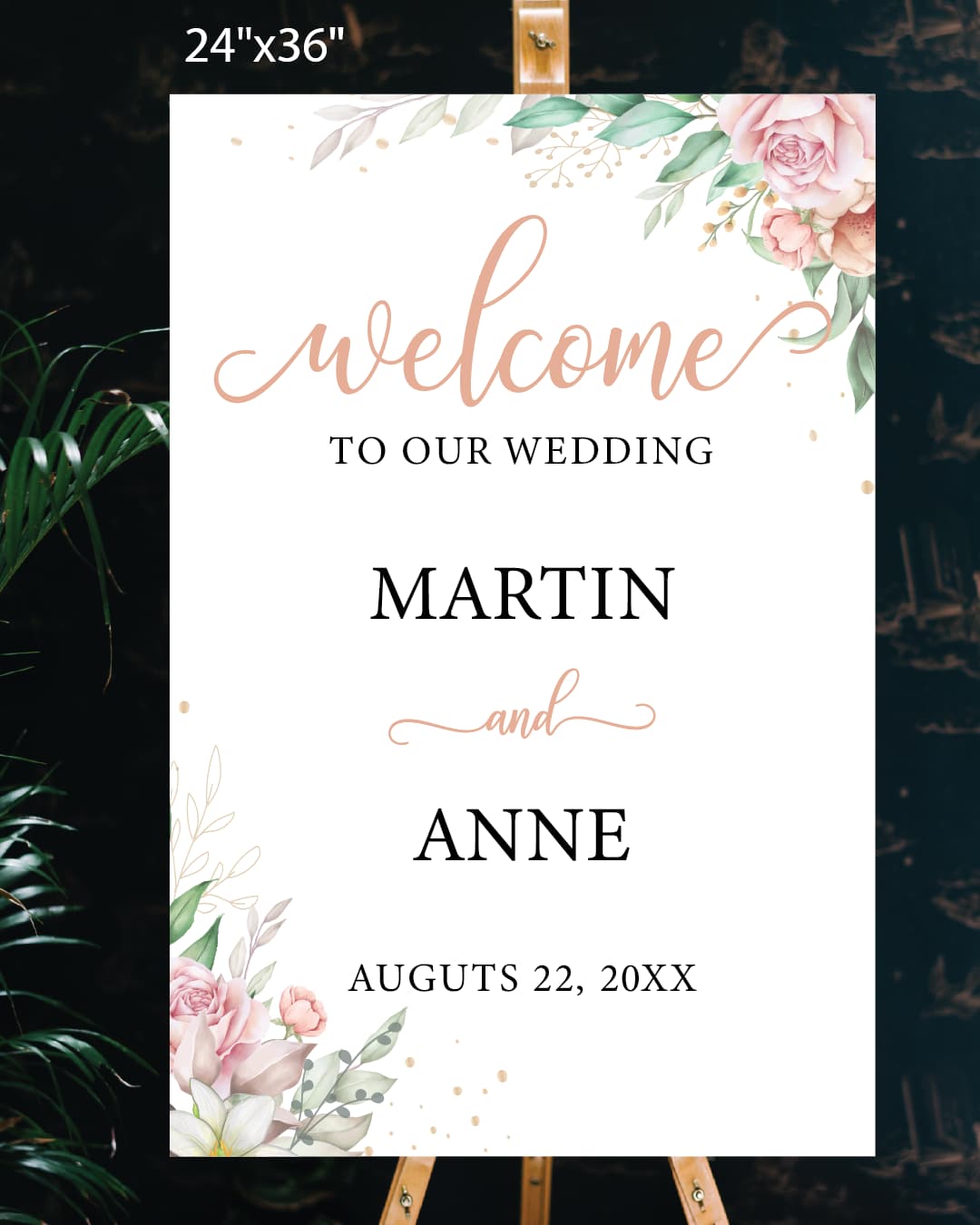 Beautiful Flowers Border Welcome Sign