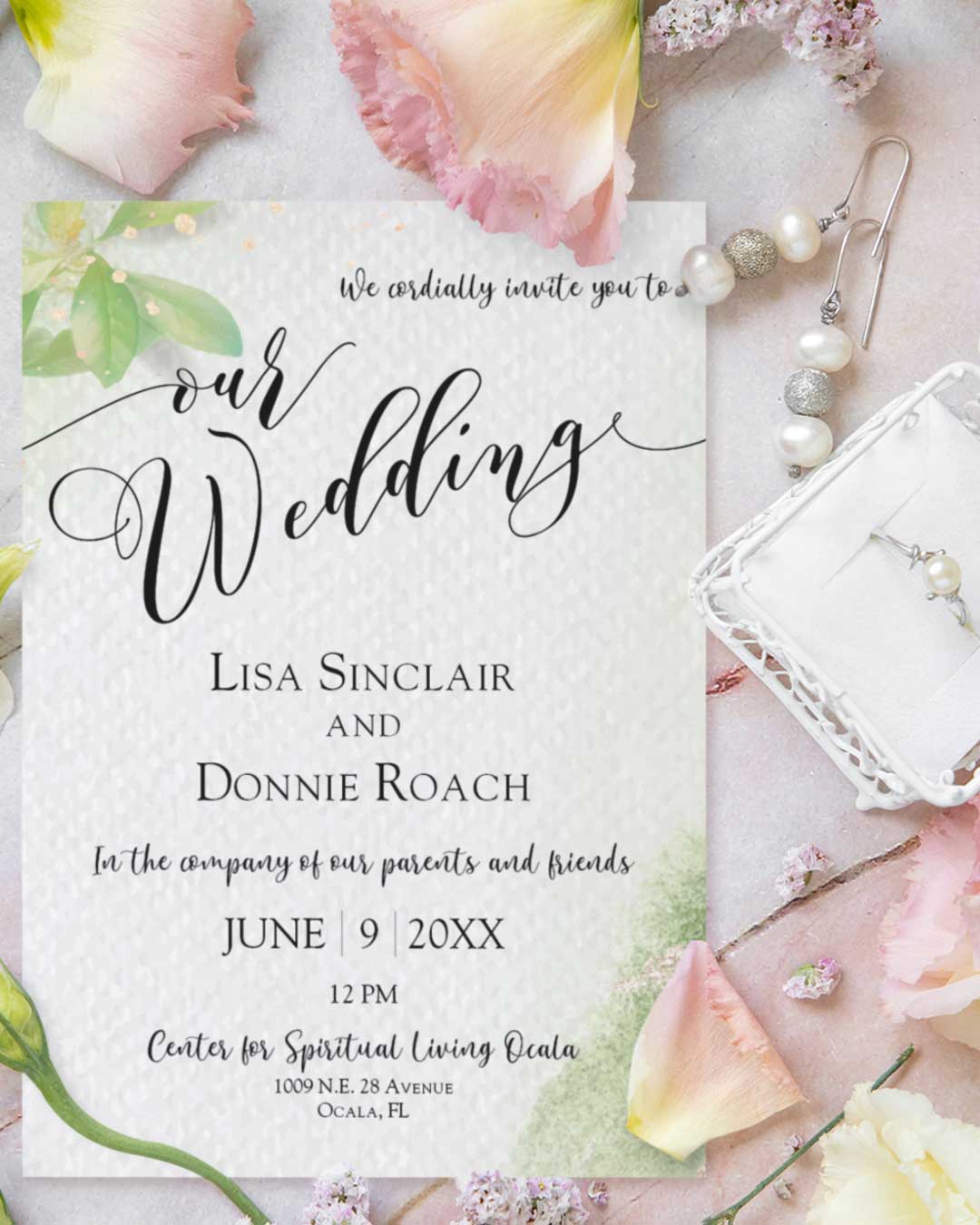 Faint Green Ombre Simple Flat 5x7 Wedding Invitation