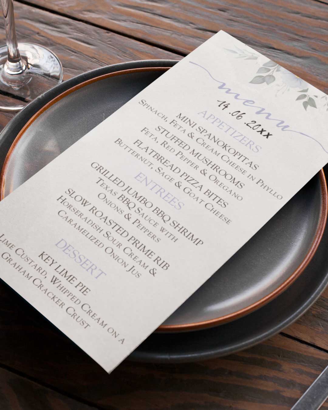 Wild Flowers Wedding Menu Cards