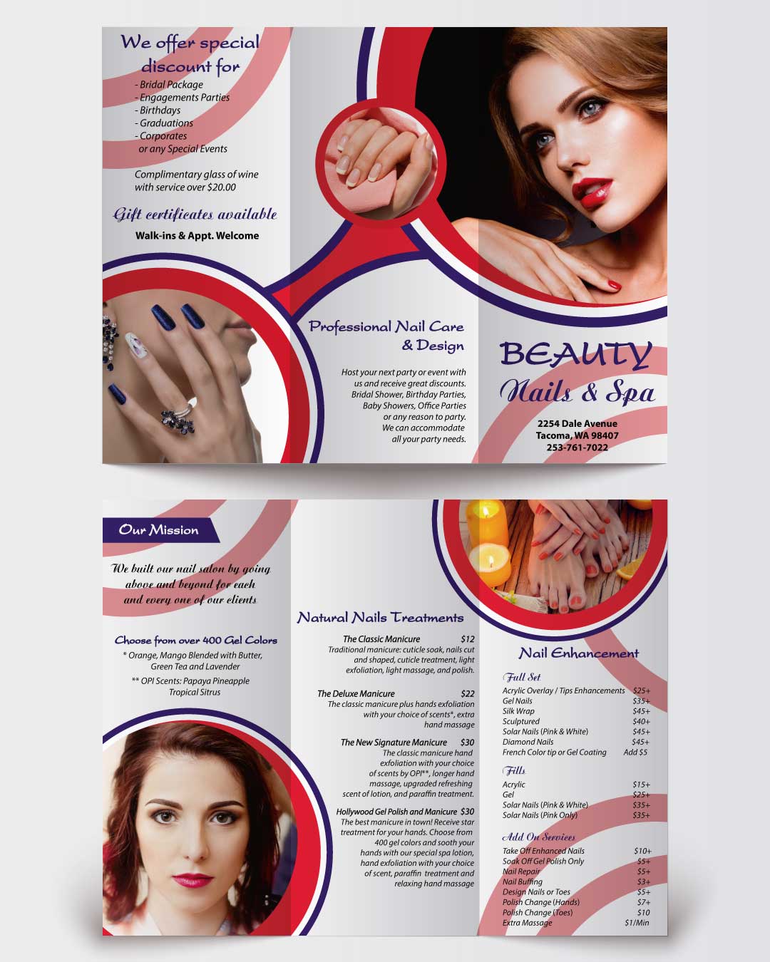 Elegant Nail Care Red Circle Brochure