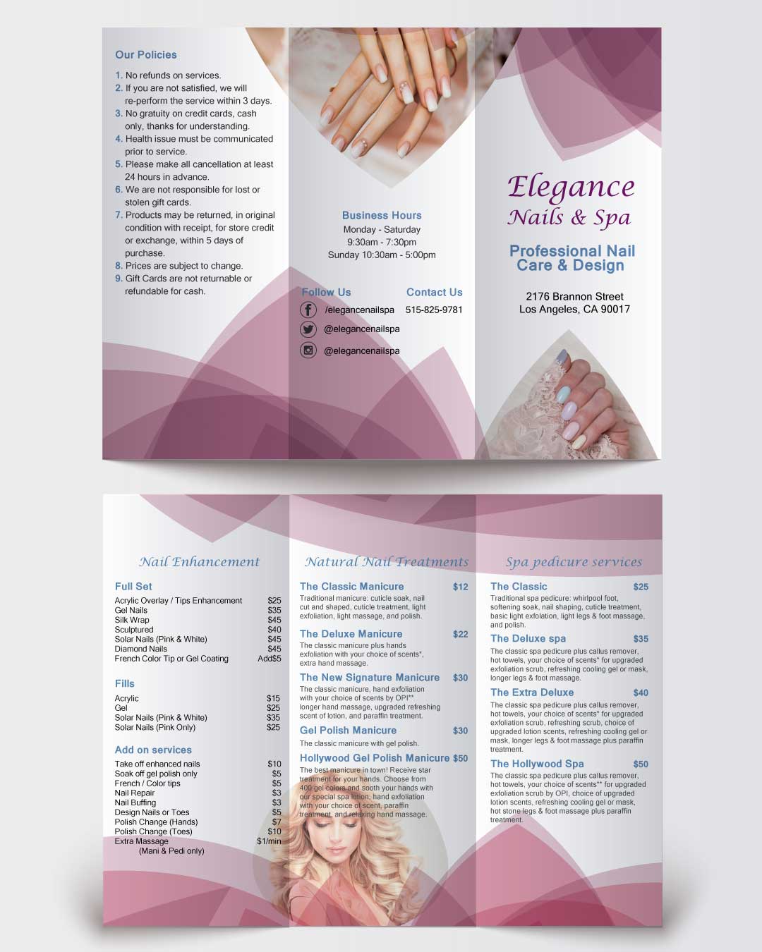 Elegant Wine Flower Spa & Nails Brochure