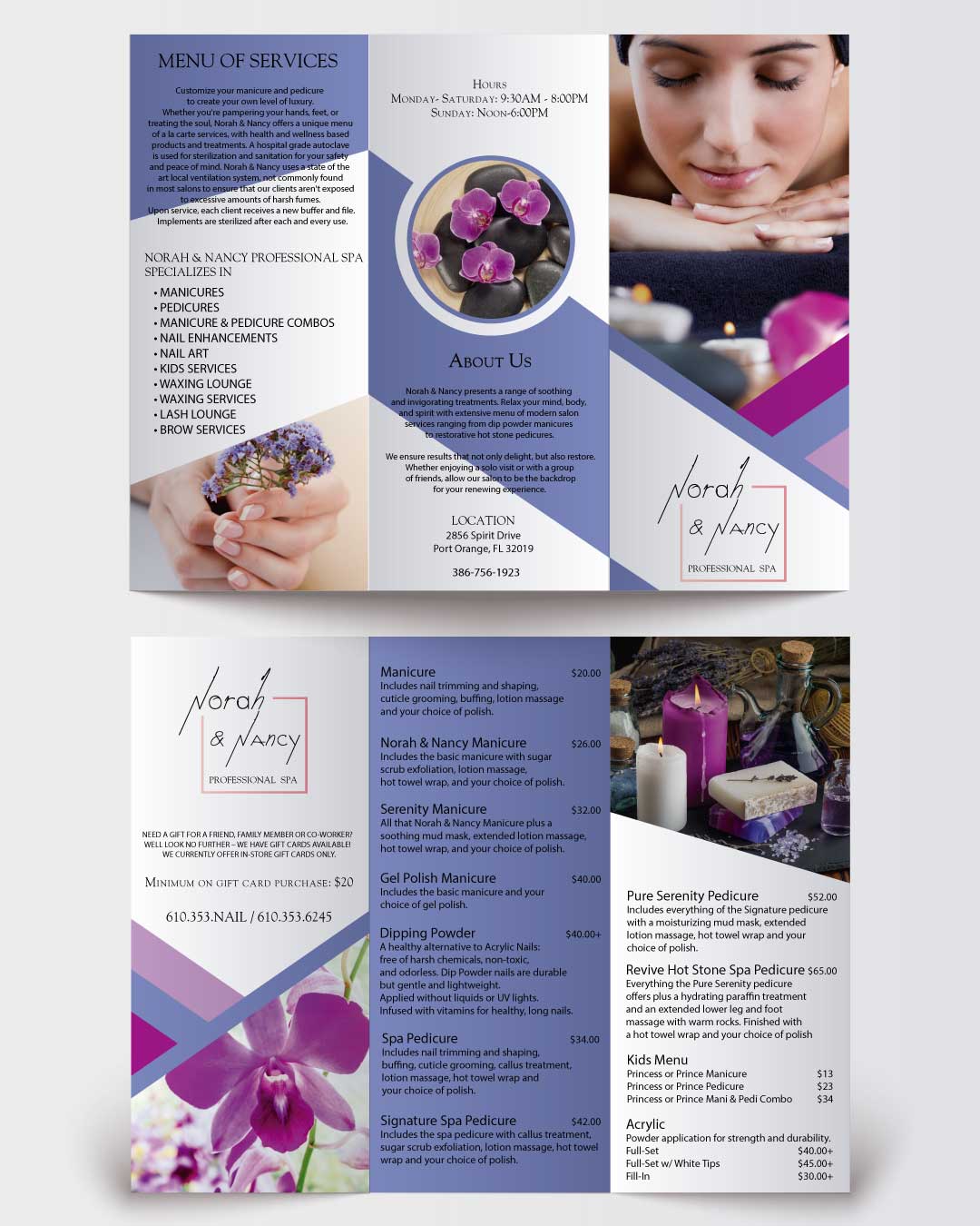 Professional Purple Flowers Spa Brochure