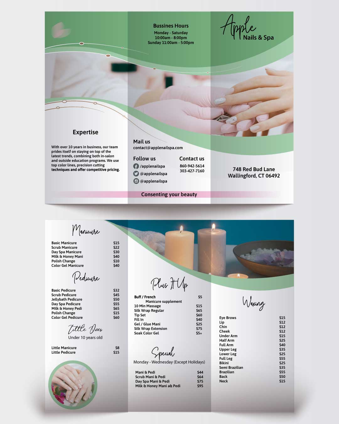 Serene Green Cream Nail & Spa Brochure