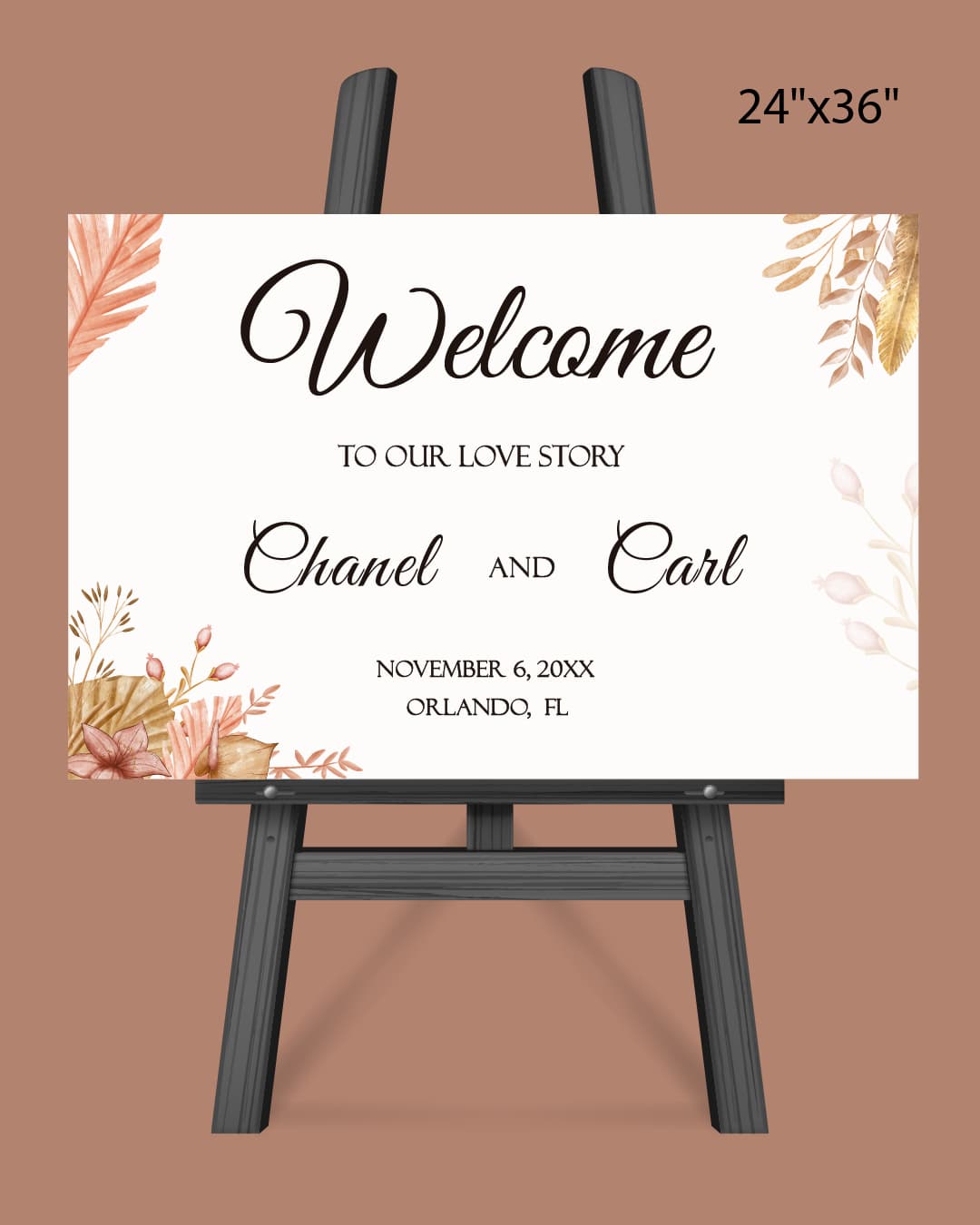 Leaves Autumn Flowers Welcome Sign
