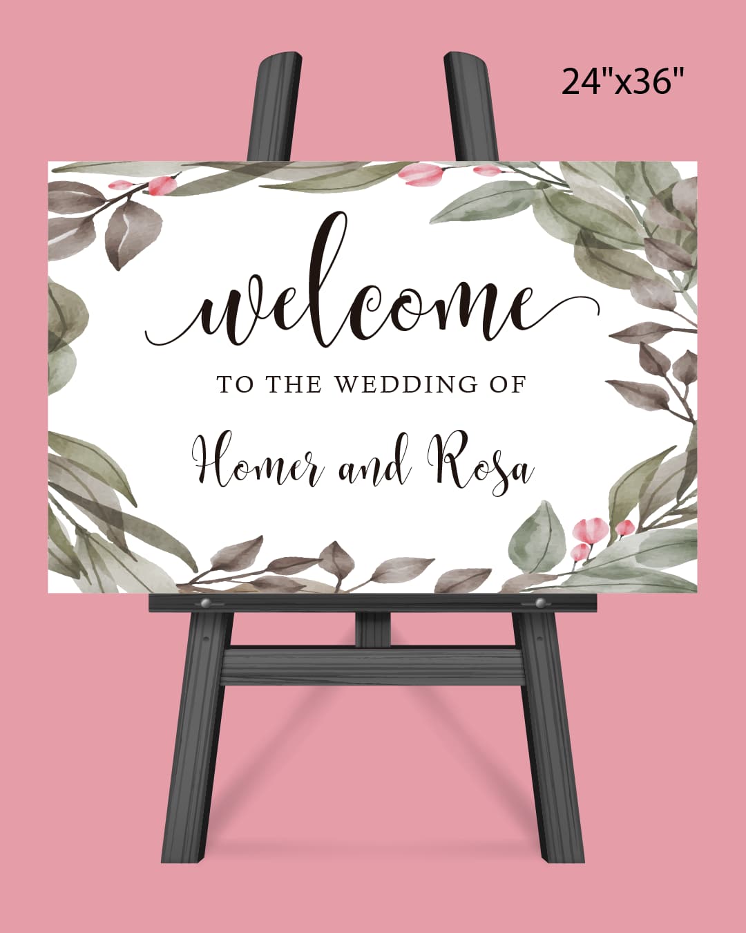 Formal Leaves Flowers Welcome Sign
