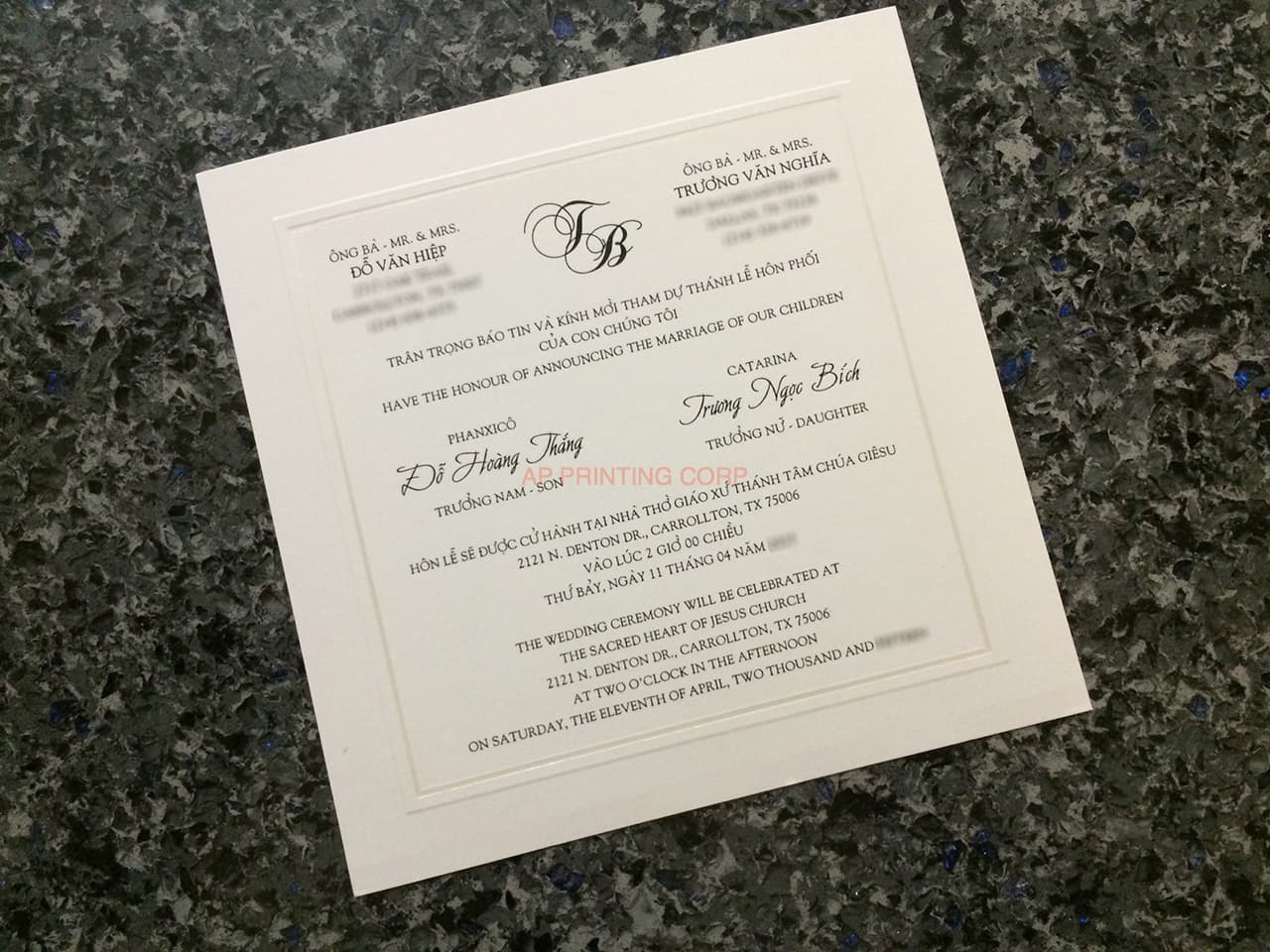 K781 [I-10] Vietnamese & English Wedding Invitation