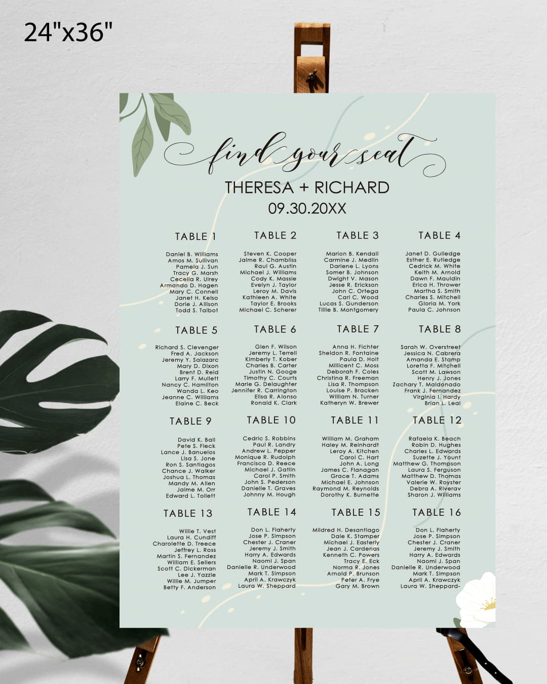 Natural Theme Seating Chart