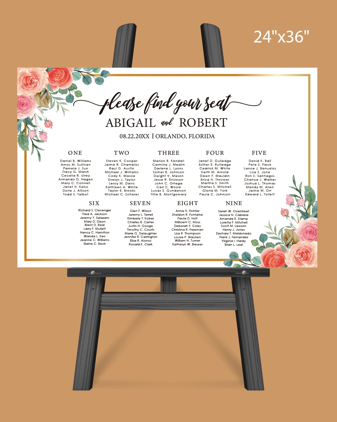 Multicolor Flowers Border Seating Chart