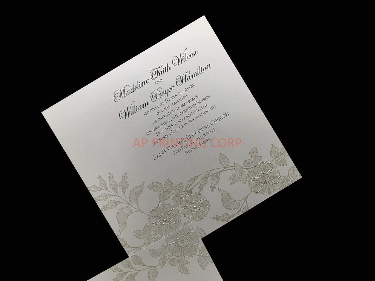 Flowers on Shimmer [CC-41] Fancy Luxury Wedding Invitation